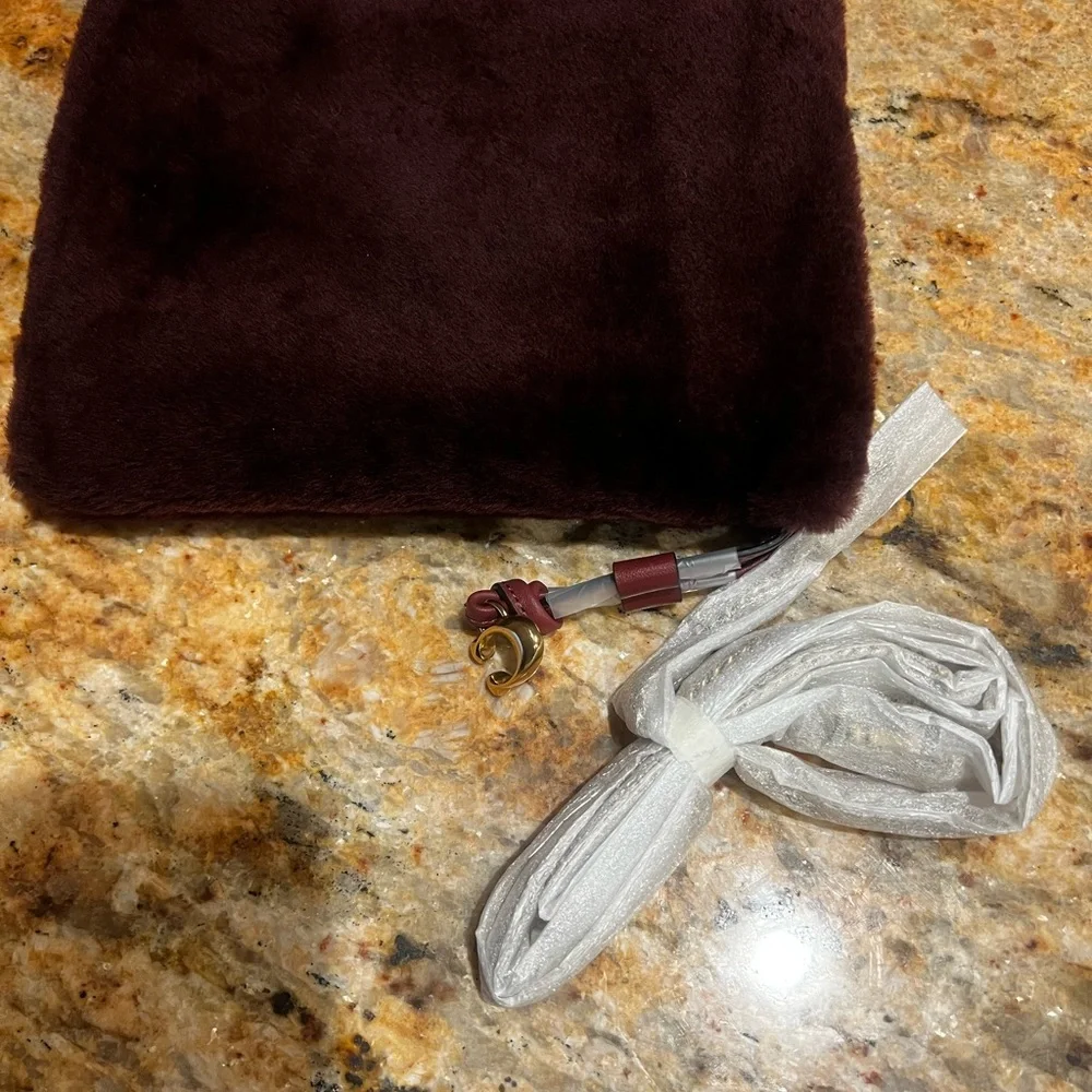 Coach Burgundy Shearling Bag with Gold Accents - Picture 2 of 5